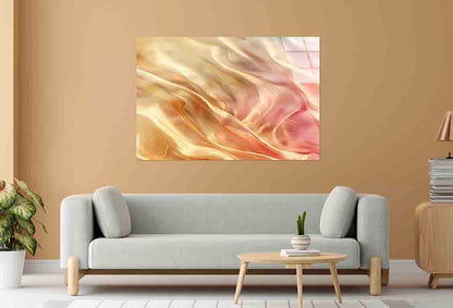 Gold Peach Silk Gradien Tempered Glass Printing Wall Art Australian Made Quality