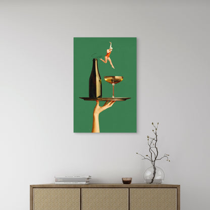 Surreal Swimmer Wine Bottle Art 60x90cm Metal Print Ready to Hang - Bella Home Decor