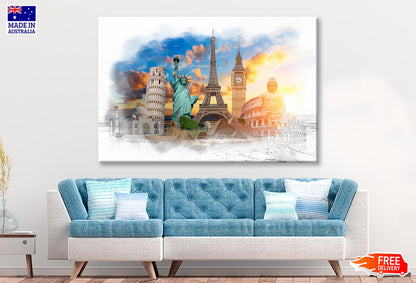 Famous Landmarks of The WorldWall Art Decor 100% Australian Made