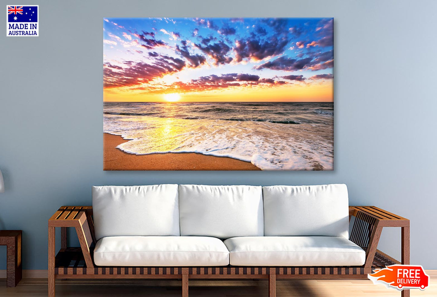 Brilliant Ocean Beach Sunrise Wall Art Decor 100% Australian Made