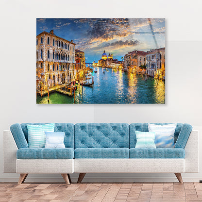 Canal with Buildings & Sky Acrylic Glass Print Tempered Glass Wall Art 100% Made in Australia Ready to Hang - Bella Home Decor