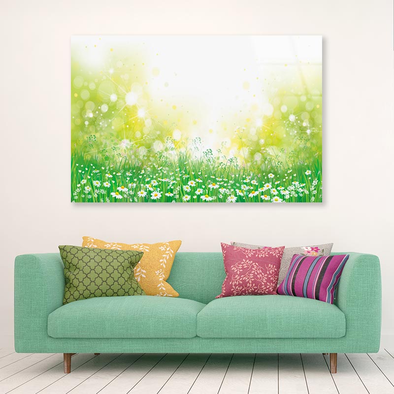 Blossoming White Flowers Field Acrylic Glass Print Tempered Glass Wall Art 100% Made in Australia Ready to Hang