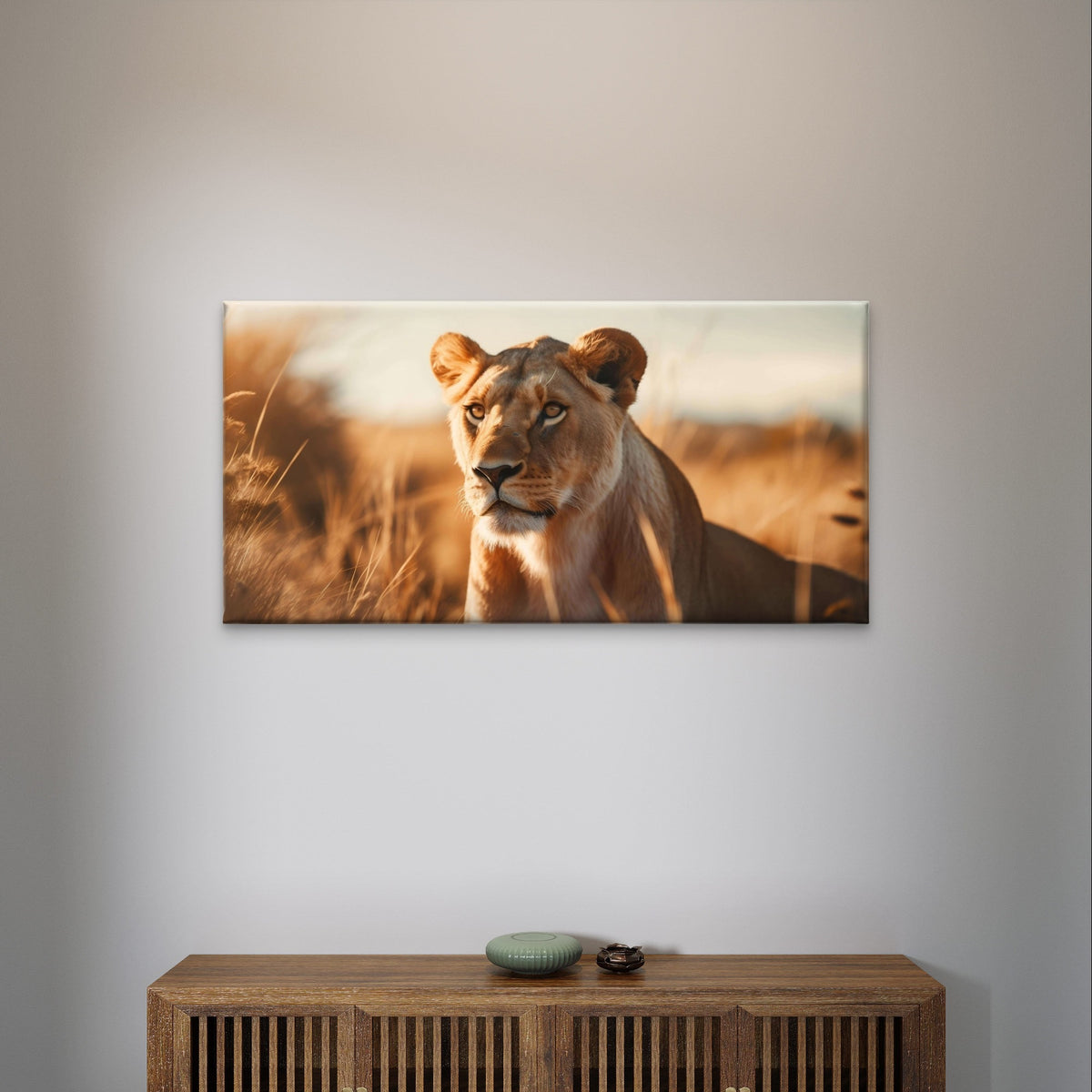 Majestic African Lioness Wildlife Wall Art Canvas Office Home Framed 120x60cm
