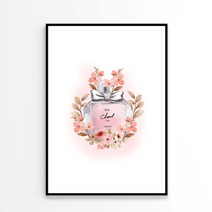 Luxury Perfume with Light Pink Flowers Design Home Decor Premium Quality Poster Print Choose Your Sizes