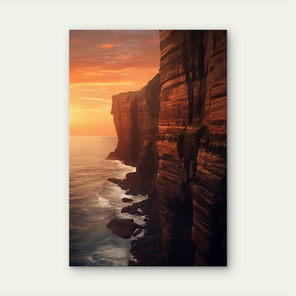 Sunset Seashore Beautiful Cliff 40x60cm Metal Print Ready to Hang