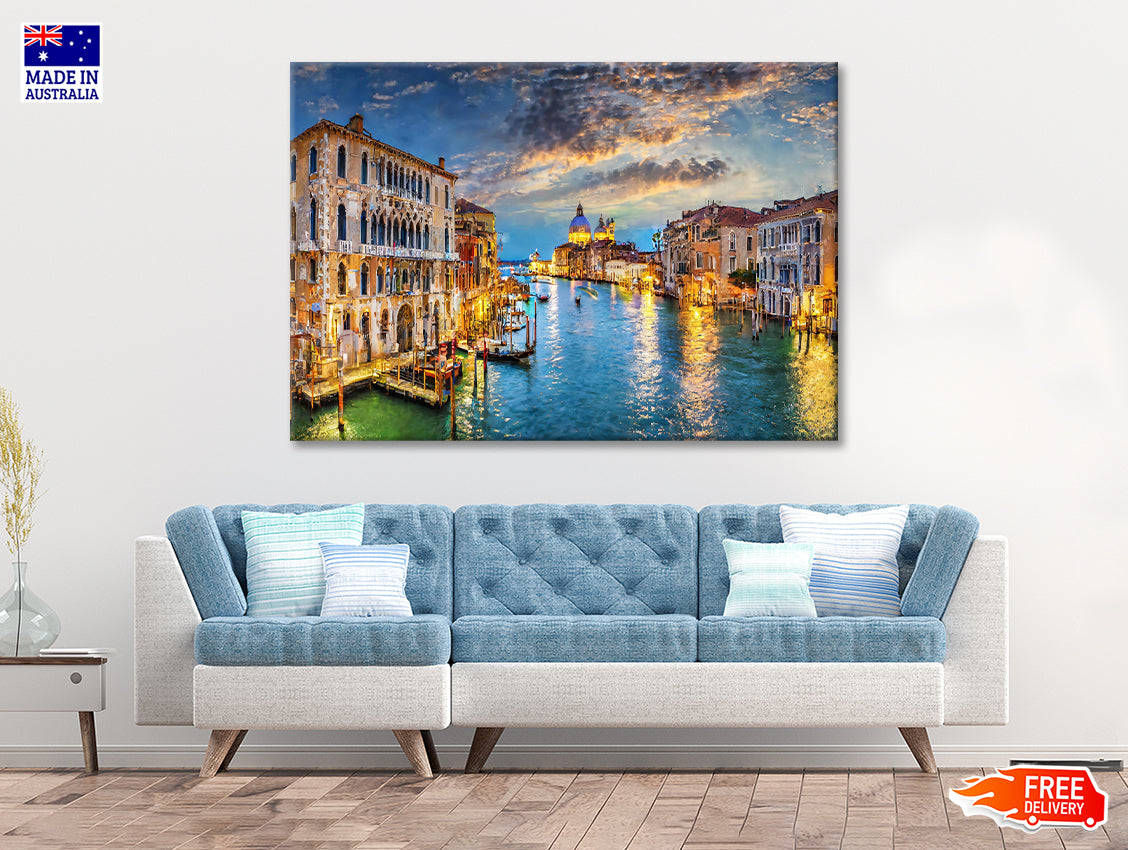 Canal with Buildings & Sky Print 100% Australian Made - Bella Home Decor