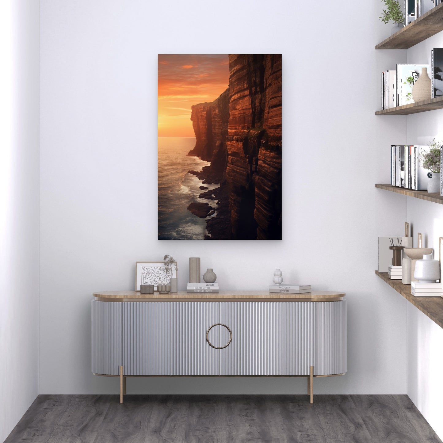 Sunset Seashore Beautiful Cliff 40x60cm Metal Print Ready to Hang