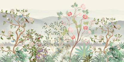Chinoiserie Floral & Bird Tree Wall Art Canvas Office Home Room Framed 120x60cm - Bella Home Decor