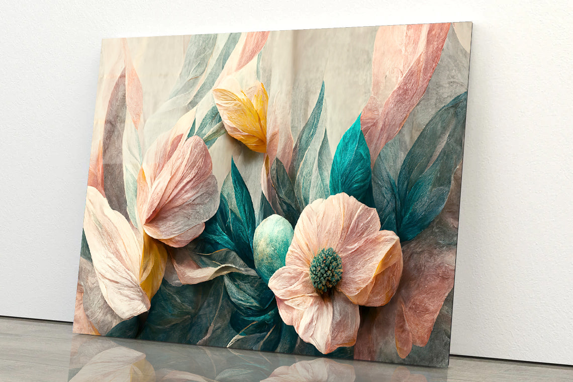 Flowers Watercolor Art Acrylic Glass Print Tempered Glass Wall Art 100% Made in Australia Ready to Hang - Bella Home Decor