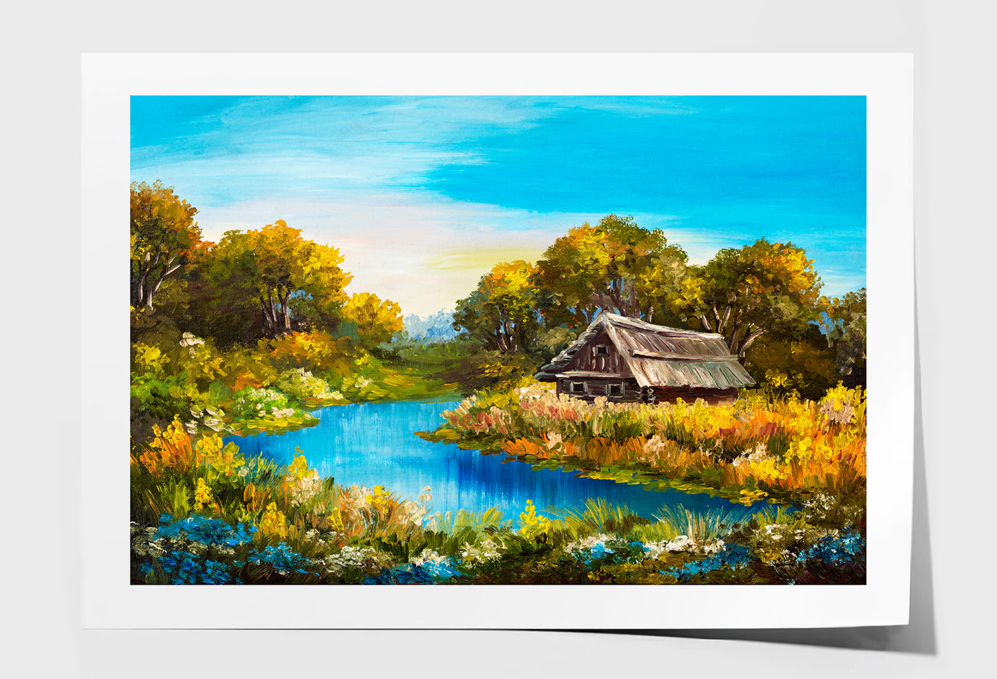 Farmhouse Near The River Oil Painting Wall Art Limited Edition High Quality Print Unframed Roll Canvas None