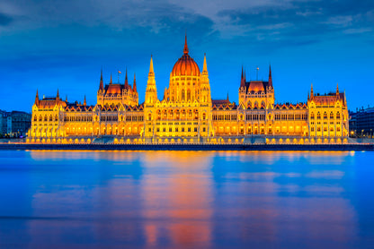 Parliament at Night Budapest Cityscape Hungary Europe Wall Art Decor 100% Australian Made