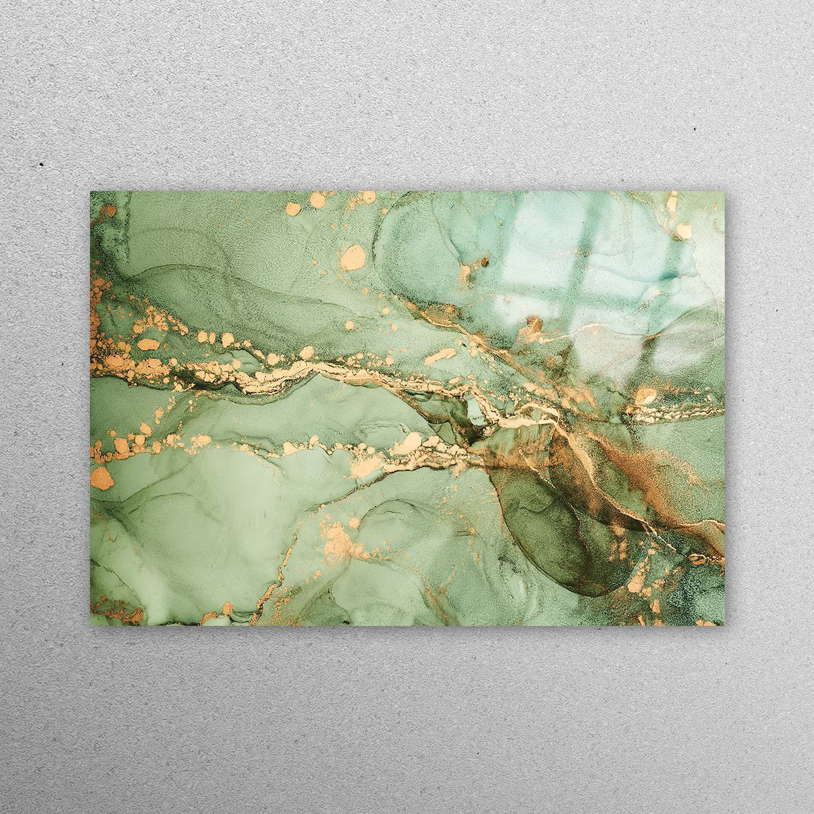 Green And Gold Marble Acrylic Glass Print Tempered Glass Wall Art 100% Made in Australia Ready to Hang