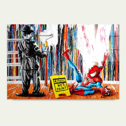 Dripping Paint Humor Tempered Glass Printing Wall Art Australian Made Quality