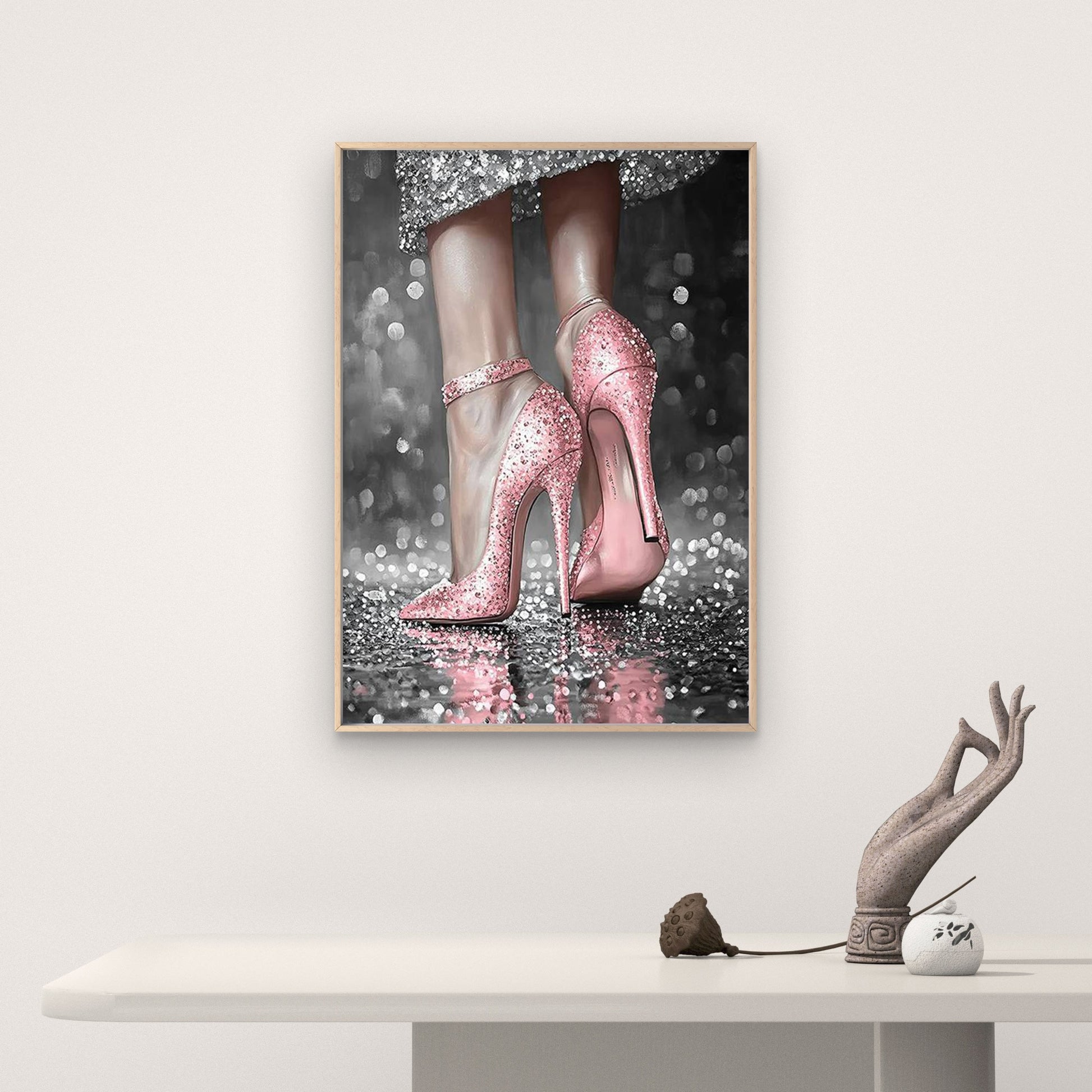 Woman Holding Disco Ball in Pink Heels Fashion Home Decor Premium Quality Poster Print Choose Your Sizes - Bella Home Decor