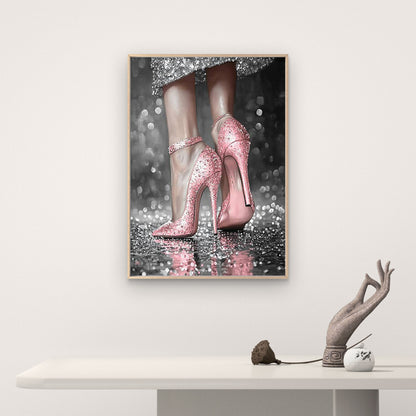 Woman Holding Disco Ball in Pink Heels Fashion Home Decor Premium Quality Poster Print Choose Your Sizes - Bella Home Decor