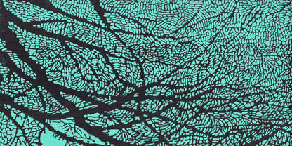 Teal Organic Cellular Pattern Wall Art Canvas Office Home Room Framed 120x60cm - Bella Home Decor