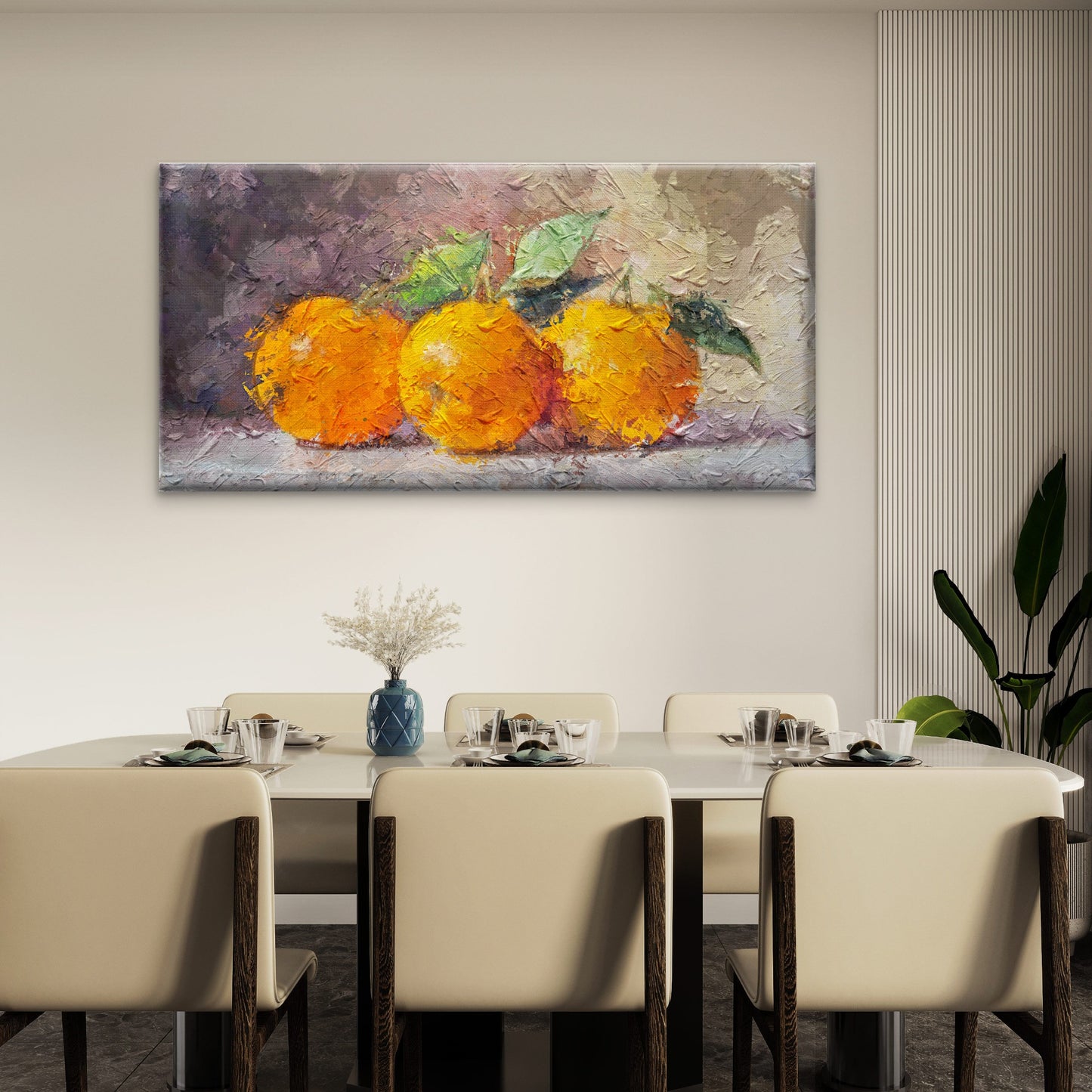 Three Oranges Fruit Citrus Painting Wall Art Canvas Office Home Room Framed 120x60cm