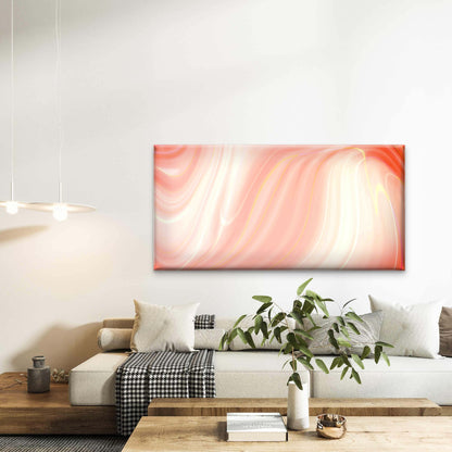 Peach Pink Soft Satin Wave Wall Art Canvas Office Home Room Framed 120x60 cm - Bella Home Decor