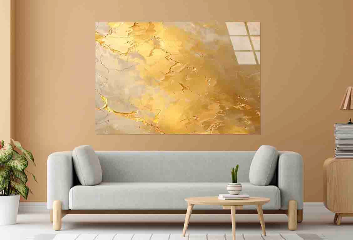 Metallic Gold Marbled Tempered Glass Printing Wall Art Australian Made Quality - Bella Home Decor