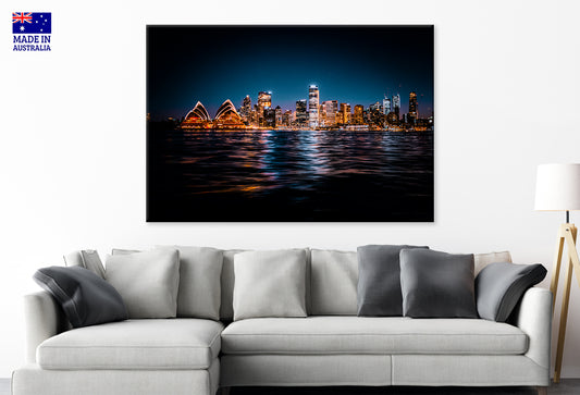Sydney by Night Harbour Bridge New South Wales Wall Art Decor 100% Australian Made