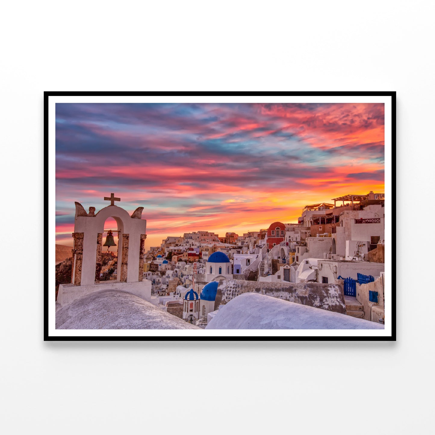 Santorini In Greece with Sunset Home Decor Premium Quality Poster Print Choose Your Sizes