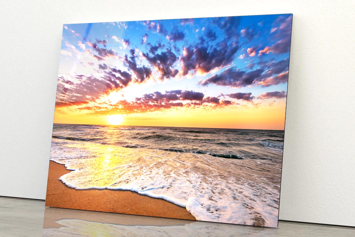 Brilliant Ocean Beach Sunrise Acrylic Glass Print Tempered Glass Wall Art 100% Made in Australia Ready to Hang - Bella Home Decor