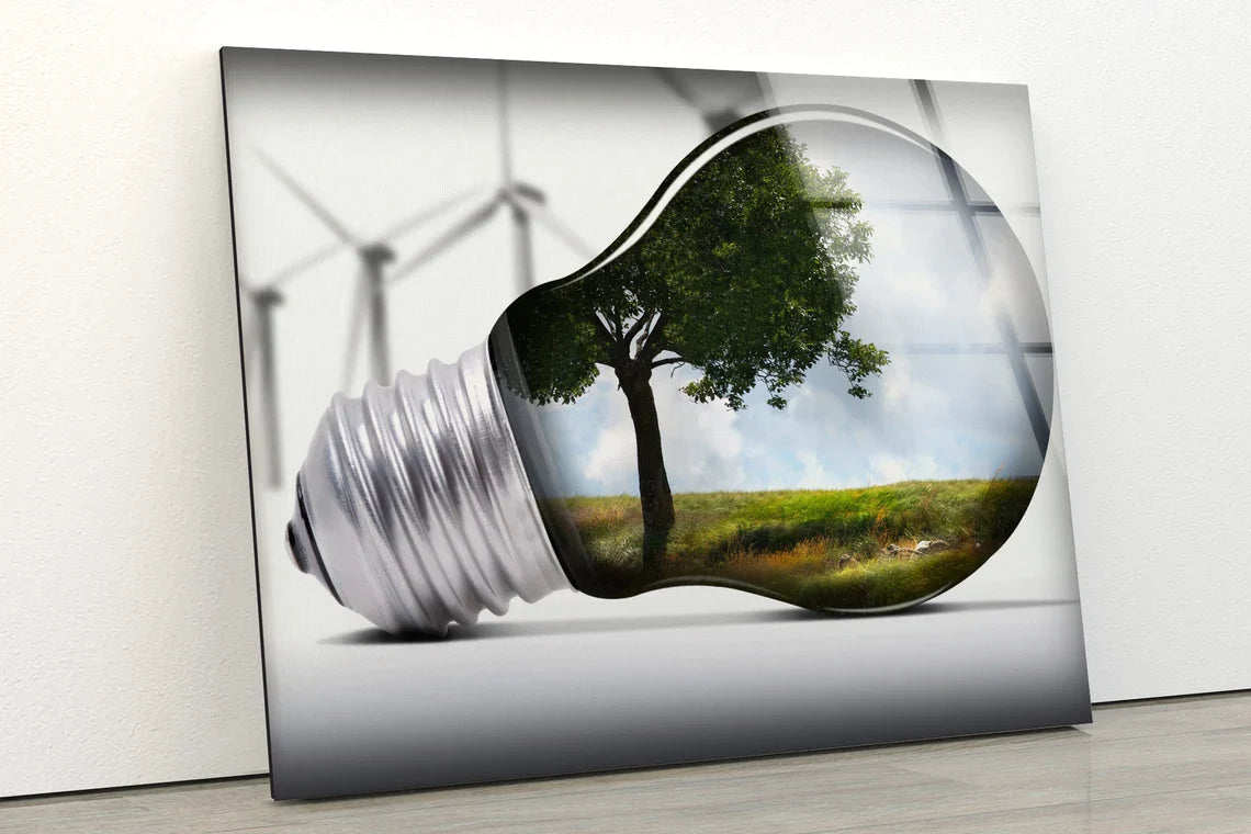 Tree in Light Bulb 3D UV Direct Aluminum Print Australian Made Quality