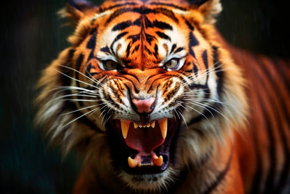 Roaring Tiger Close Up Wildlife Animal  Wall Art Decor 100% Australian Made