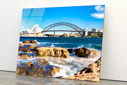 View Of the Sydney Opera House & Harbor Bridge Acrylic Glass Print Tempered Glass Wall Art 100% Made in Australia Ready to Hang