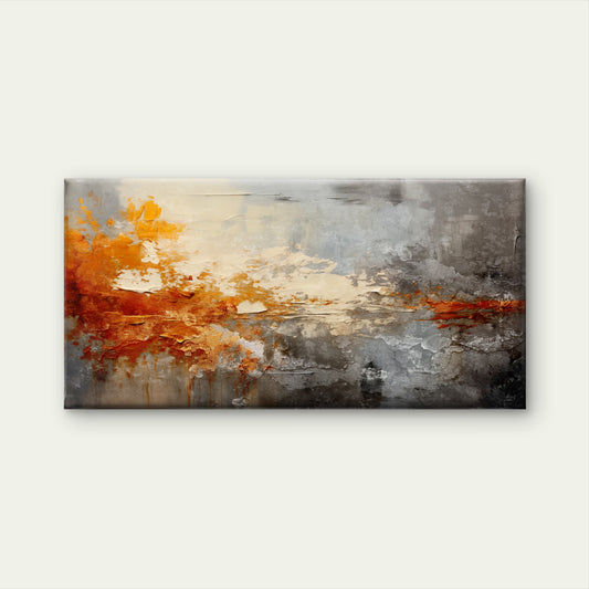 Rust Orange Grey Grungy Texture Wall Art Canvas Office Home Room Framed 120x60cm