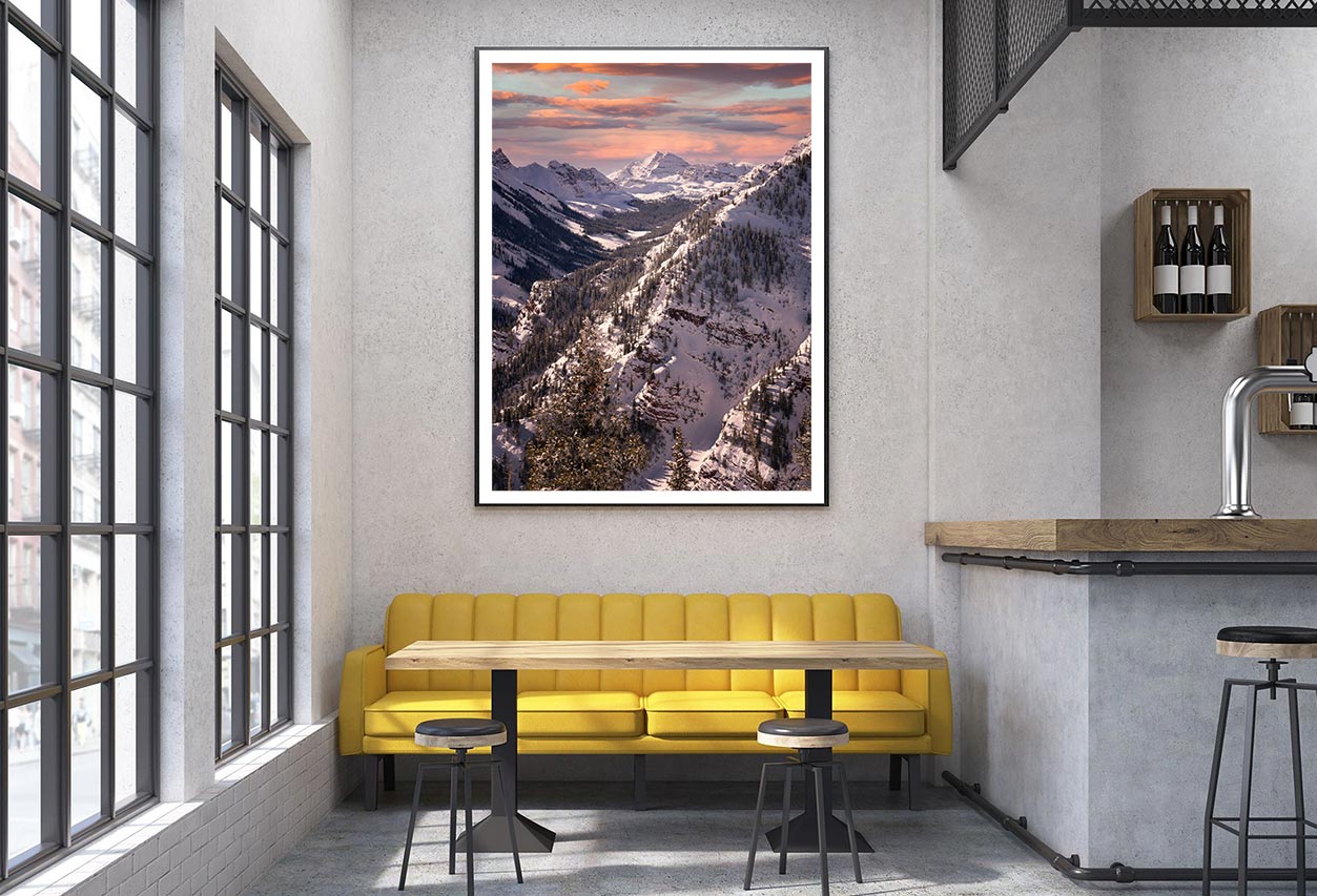 Maroon Bells & Vibrant Sunset Home Decor Premium Quality Poster Print Choose Your Sizes