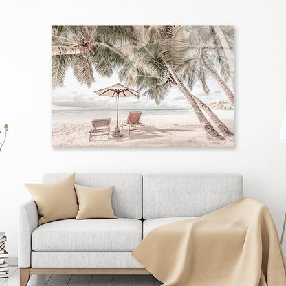 Beach Hut & Palm Trees Acrylic Glass Print Tempered Glass Wall Art 100% Made in Australia Ready to Hang