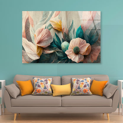 Flowers Watercolor Art Acrylic Glass Print Tempered Glass Wall Art 100% Made in Australia Ready to Hang - Bella Home Decor