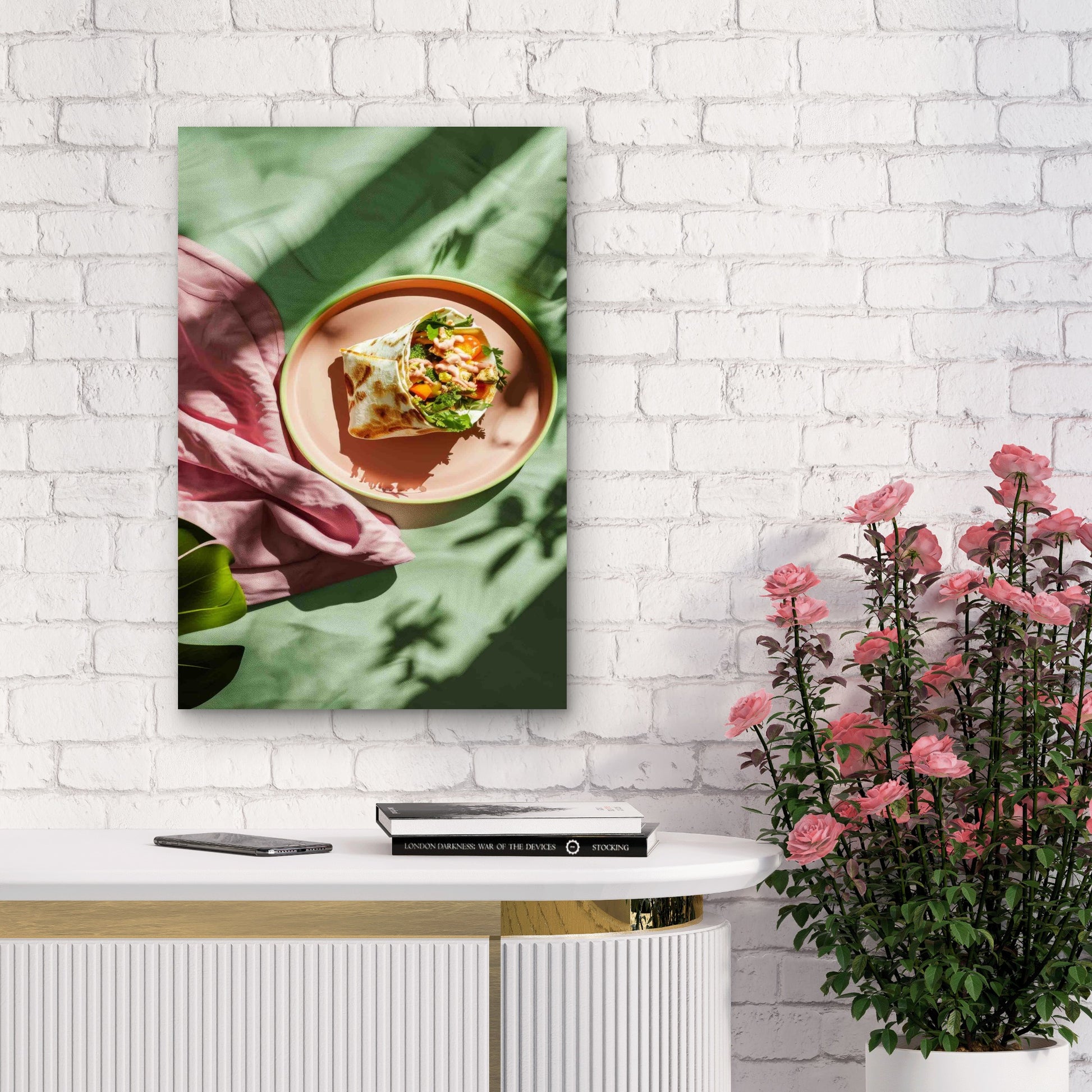 Fresh Healthy Veggie Wrap 40x60cm Metal Print Ready to Hang - Bella Home Decor