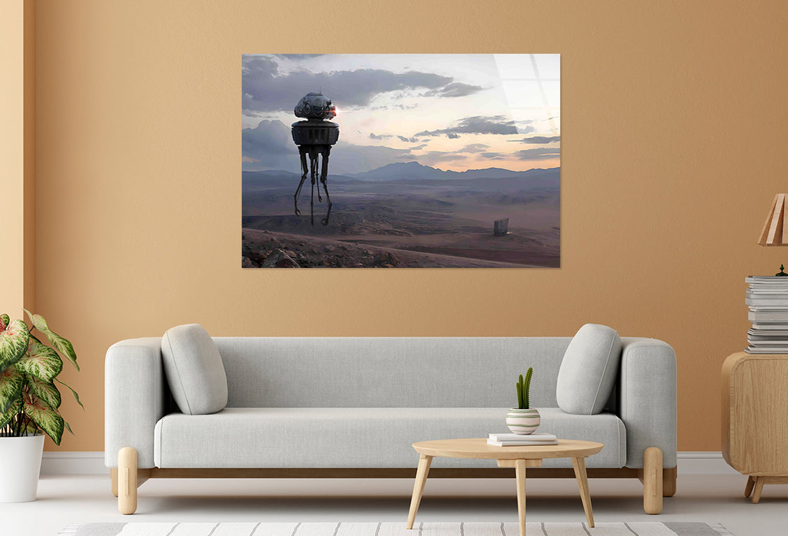 Futuristic Desert Sunse Tempered Glass Printing Wall Art Australian Made Quality