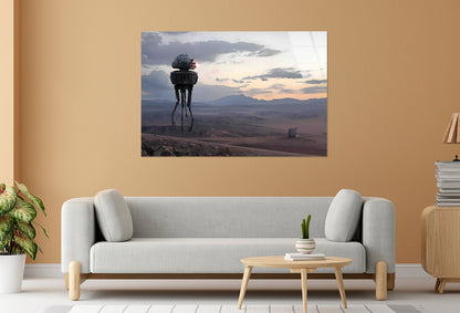 Futuristic Desert Sunse Tempered Glass Printing Wall Art Australian Made Quality