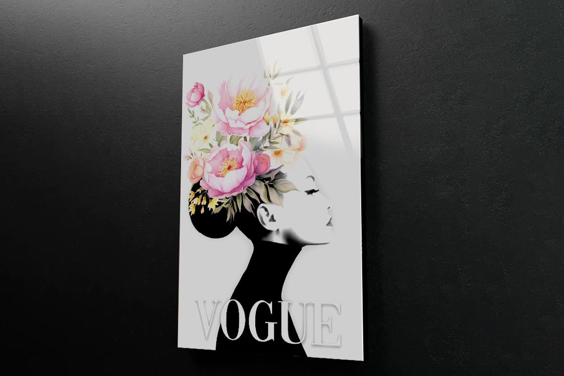 Fashion Girl with Flowers 3D Design Acrylic Glass Print Tempered Glass Wall Art 100% Made in Australia Ready to Hang