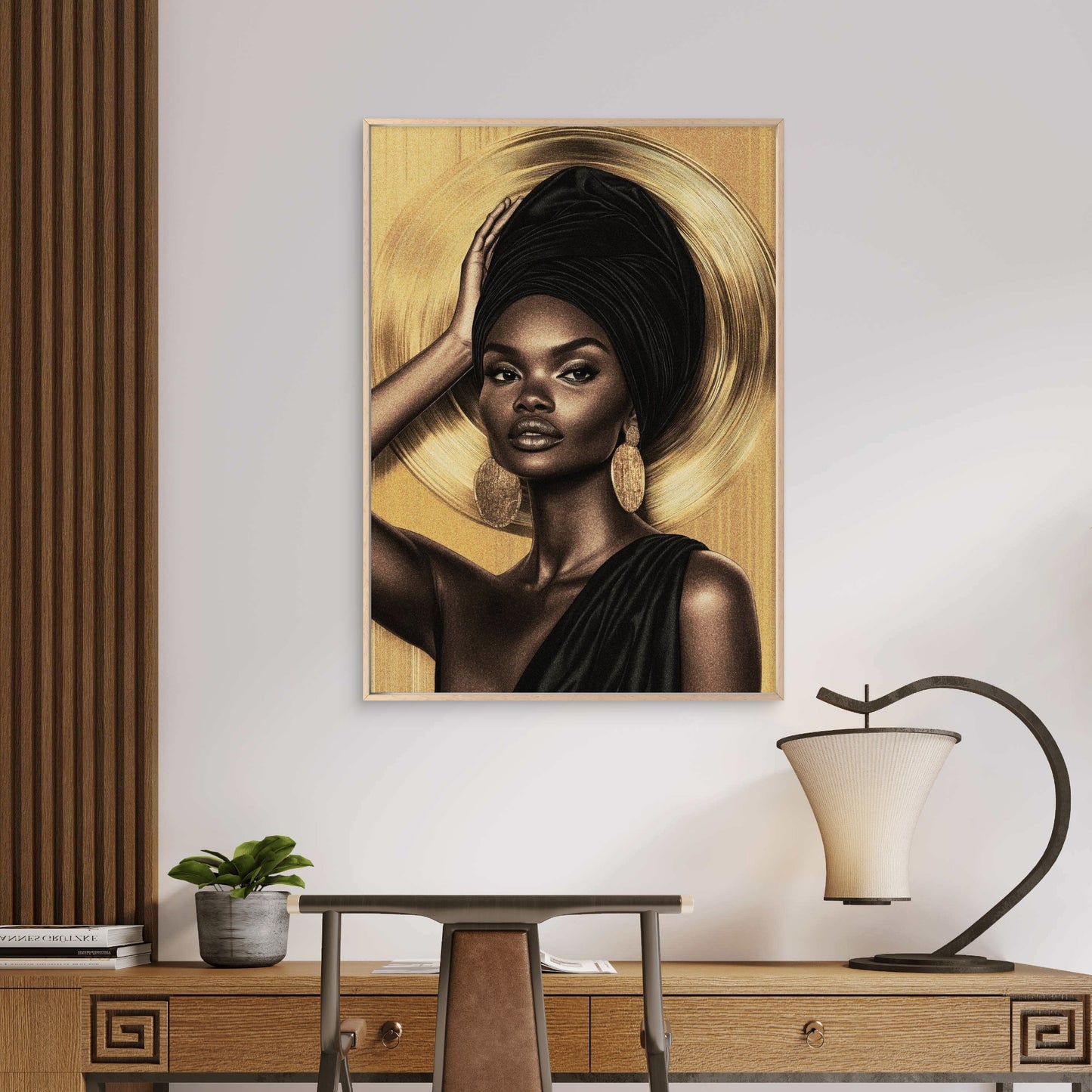 Gold Headwrap African Woman Fashion Home Decor Premium Quality Poster Print Choose Your Sizes - Bella Home Decor