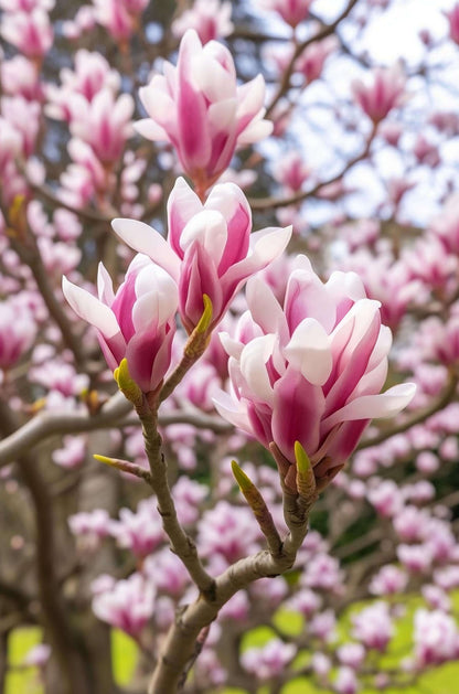 Pink Magnolia Tree Flowers Spring Bloom 40x60cm Metal Print Ready to Hang