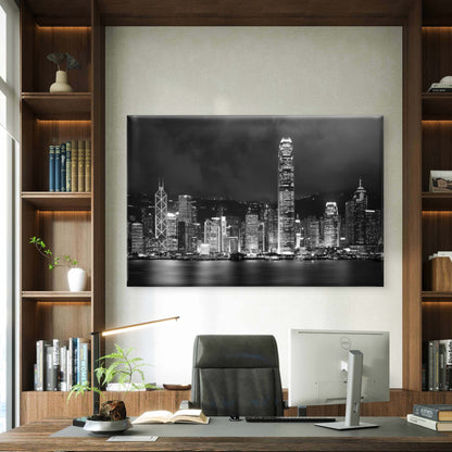 Black and White Hong Kong Victoria Harbour Wall Art Decor 100% Australian Made - Bella Home Decor