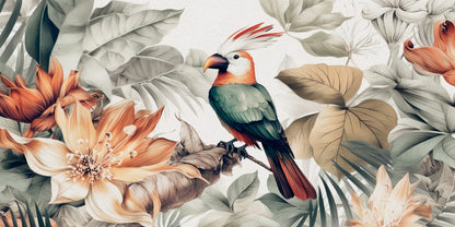 Tropical Bird Parrot Floral Wall Art Canvas Office Home Room Framed 120x60cm - Bella Home Decor