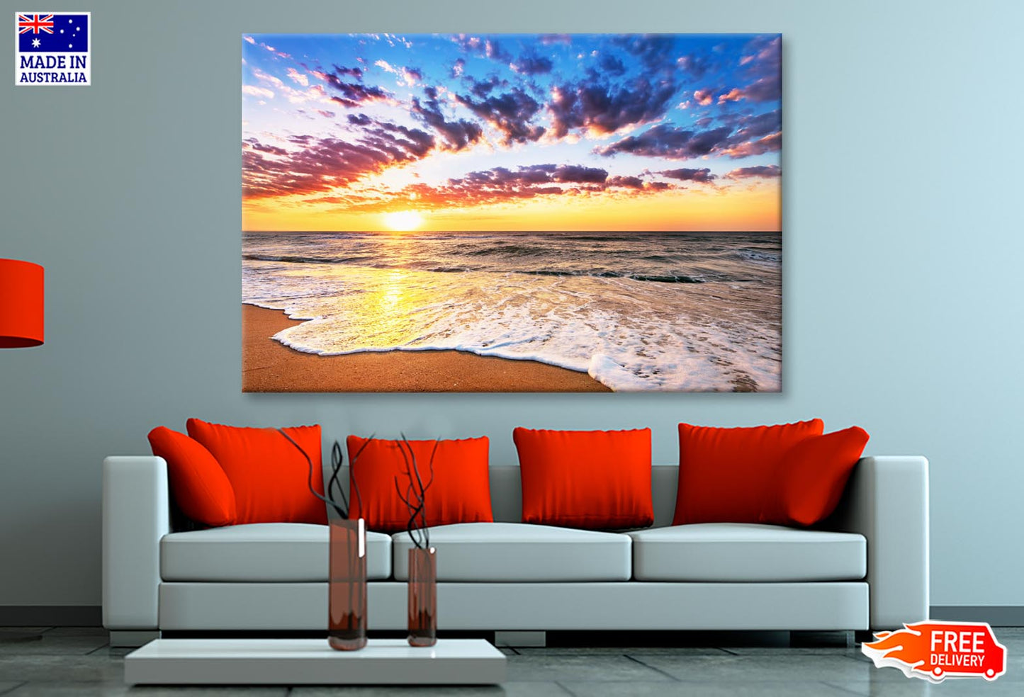 Brilliant Ocean Beach Sunrise Wall Art Decor 100% Australian Made