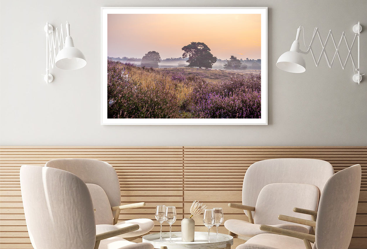 Serene Field of Beautiful Purple Flowers with Trees Home Decor Premium Quality Poster Print Choose Your Sizes - Bella Home Decor