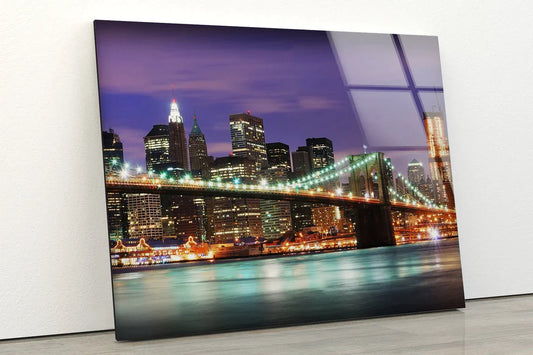 City & Sea Night View UV Direct Aluminum Print Australian Made Quality