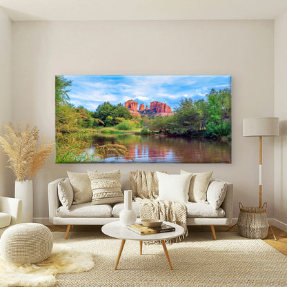 Cathedral Rock Creek Sedona Wall Art Canvas Office Home Room Framed 120x60cm