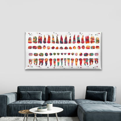 Teeth with Color-Coded Dental Wall Art Canvas Office Home Room Framed 120x60cm
