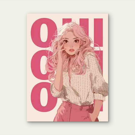 Oui Oui Pink Aesthetic Preppy 60x90cm Metal Print Ready to Hang