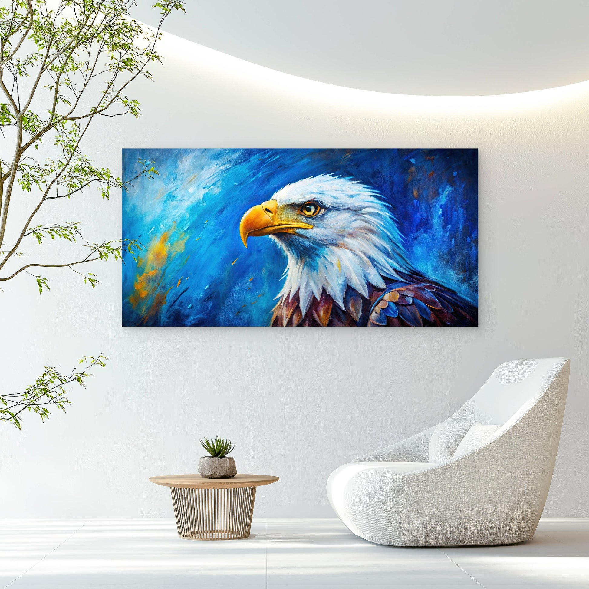 Colorful Bald Eagle Painting Wall Art Canvas Office Home Room Framed 120x60cm - Bella Home Decor