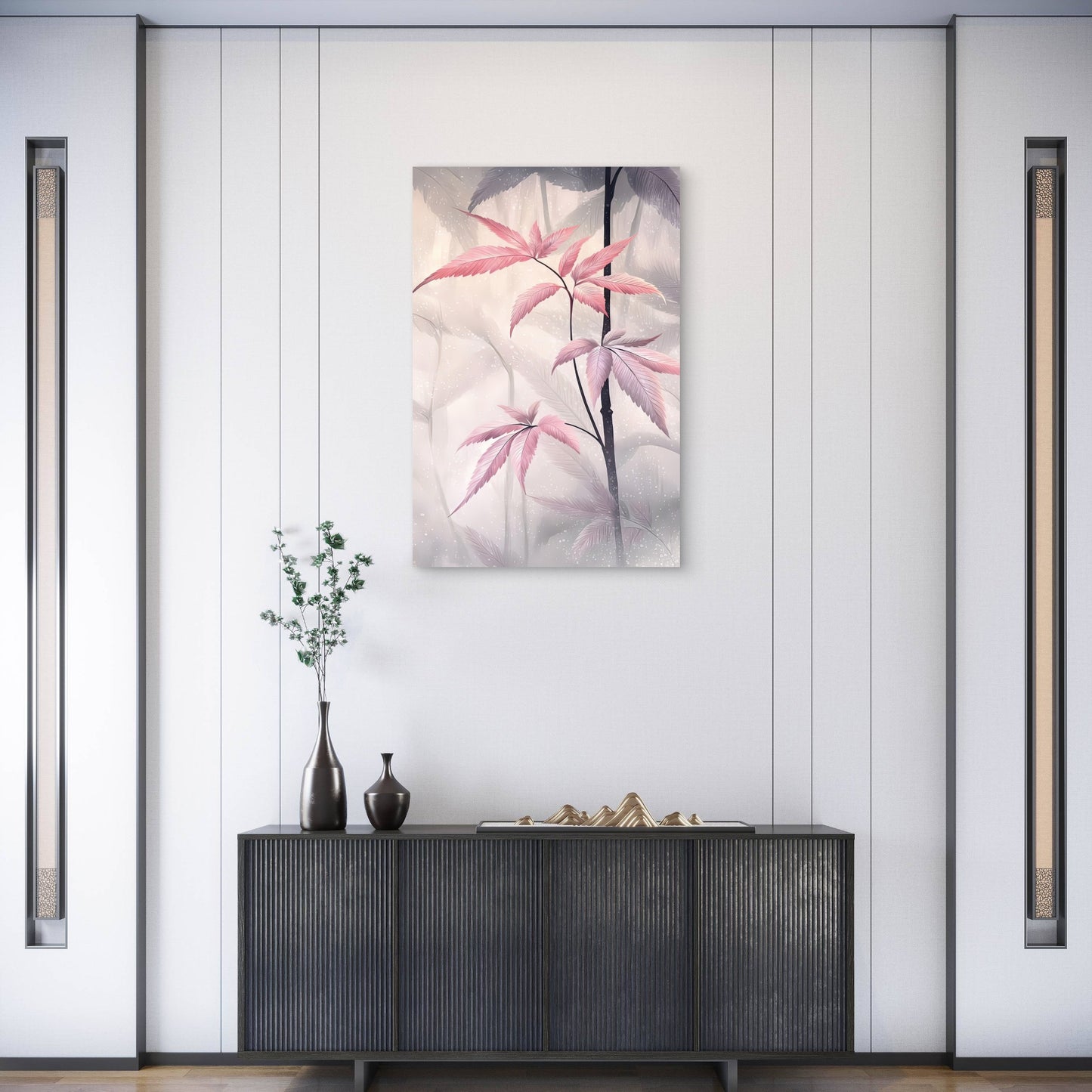Abstract Watercolor Pink Japanese Maple 40x60cm Metal Print Ready to Hang