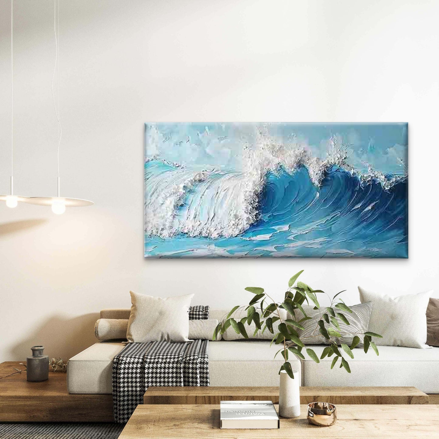 Turquoise & Coastal Ocean Wave Wall Art Canvas Office Home Room Framed 120x60cm - Bella Home Decor